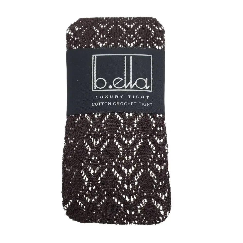 Luxury Cotton Crochet Tight Small Espresso Brown B.ella Codori Italian Hosiery